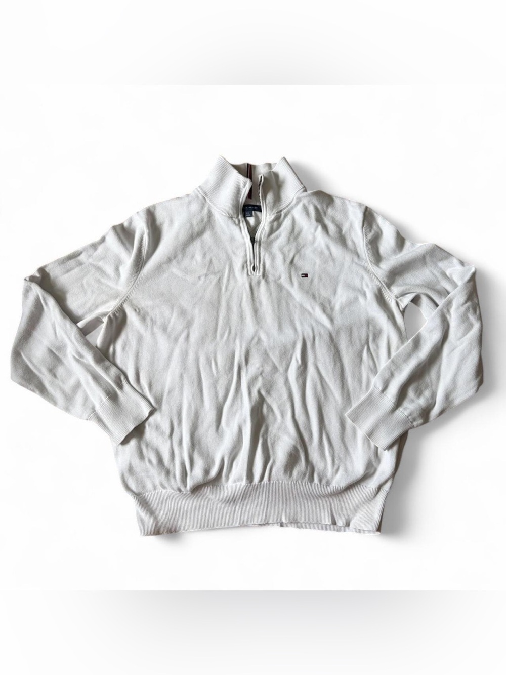 Tommy Hilfiger men’s white quarter zip sweatshirt sweater Size L